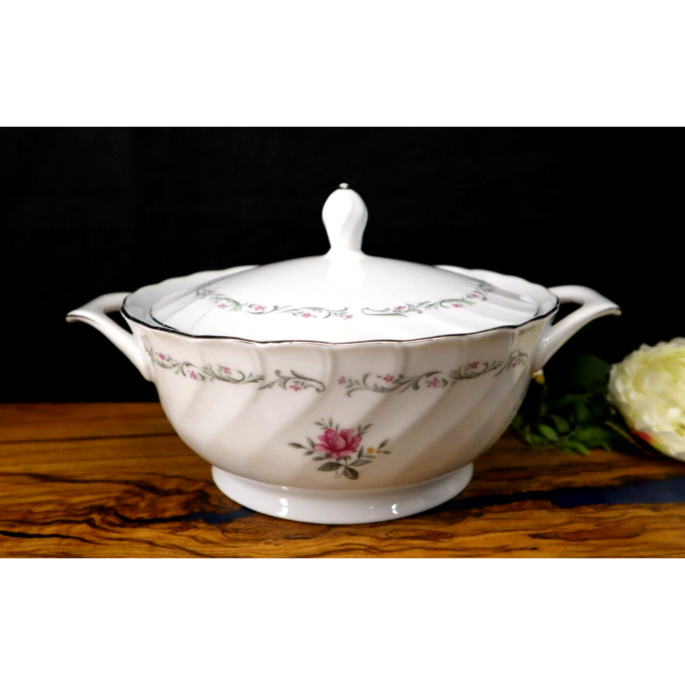Vintage Royal Swirl Fine China Rose Floral Elegant Porcelain Vegetable Bowl